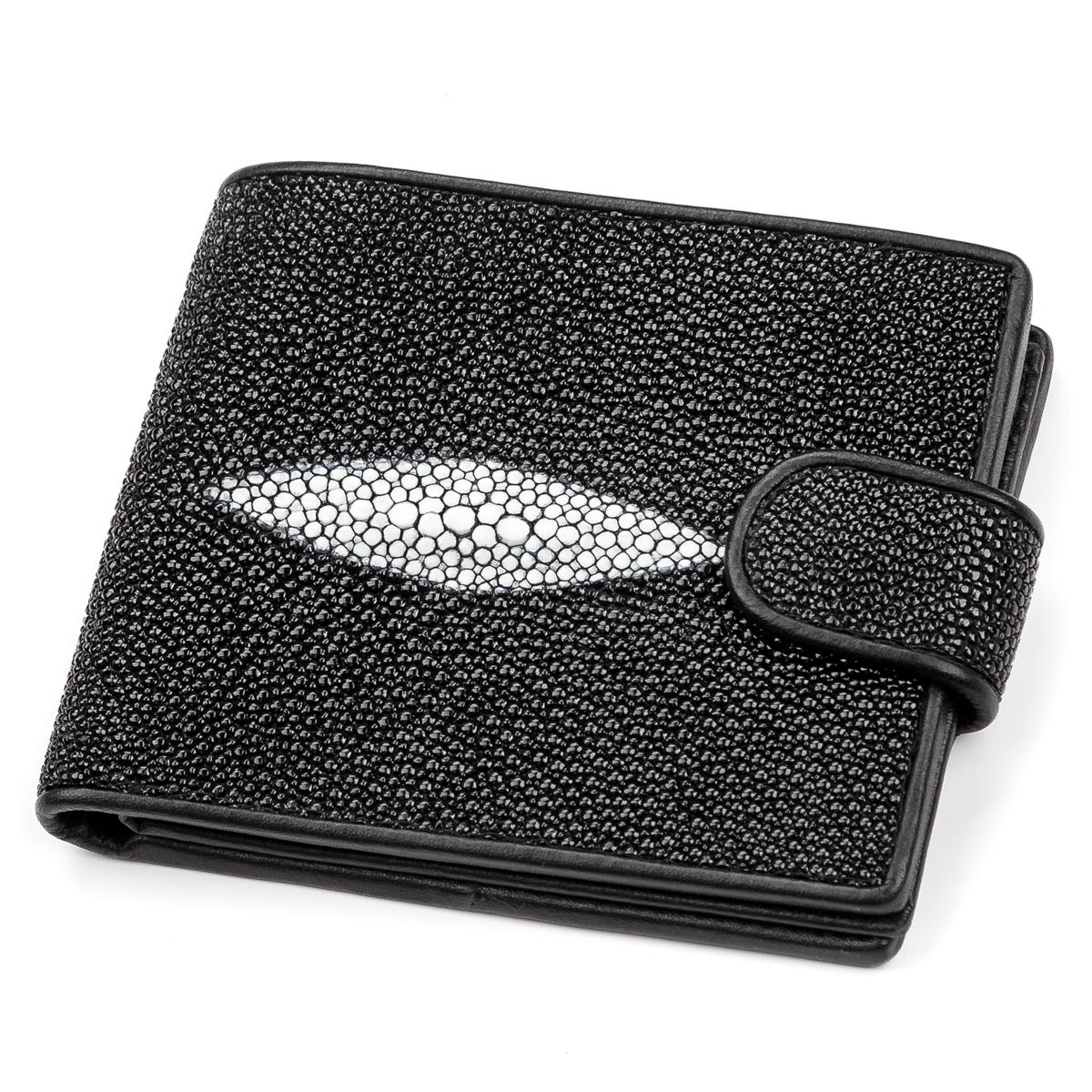 Портмоне мужское Stingray Leather 18070 из натуральной кожи морского ската Черный