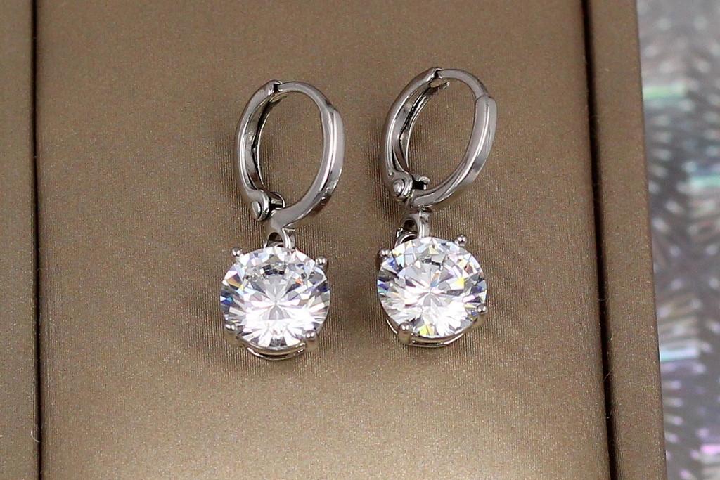 Серьги подвески Xuping Jewelry Камешек на цепочке  2,2 см 7 мм Серебристый