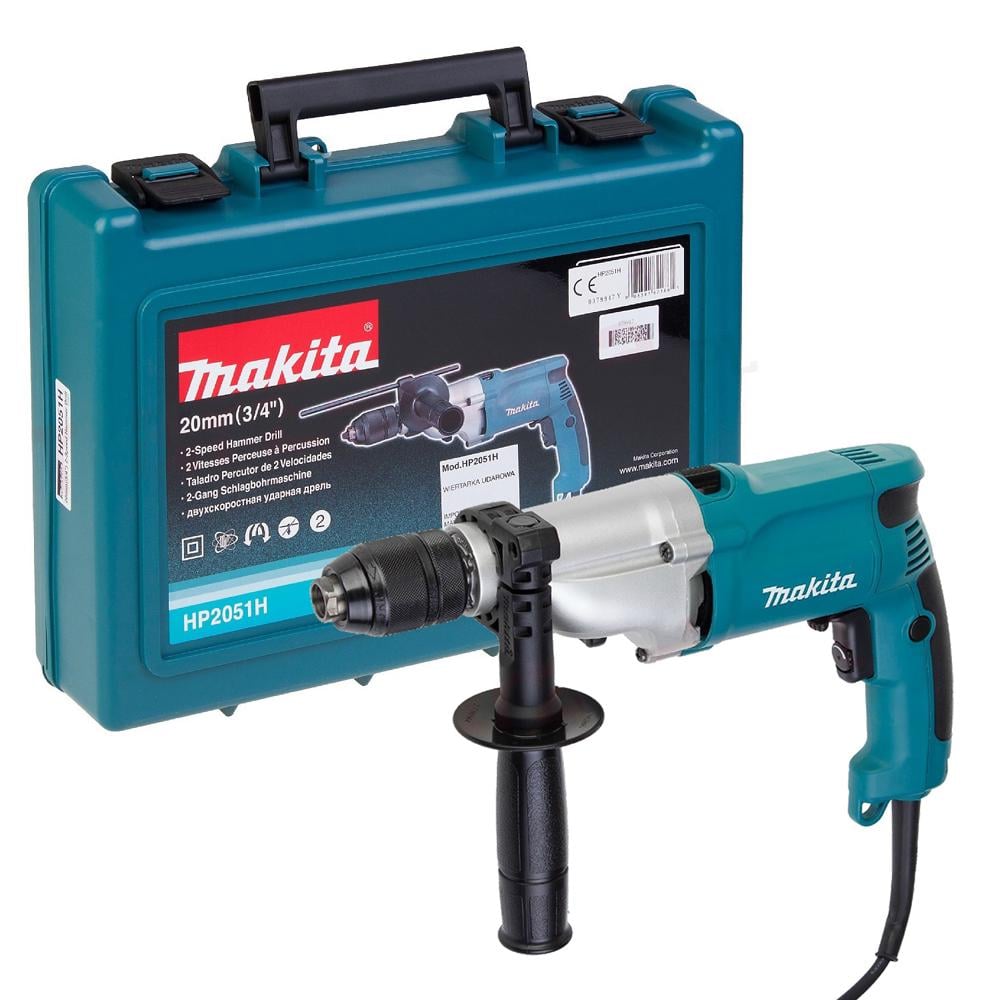 Дрель ударная Makita HP2051H (720Вт, 13мм) с быстрозажимным патроном + кейс (4316)