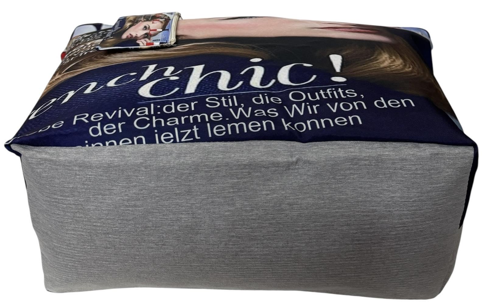 Сумка пляжна жіноча з тканини на блискавці 20-49 см Синій з сірим/бежевий - фото 4