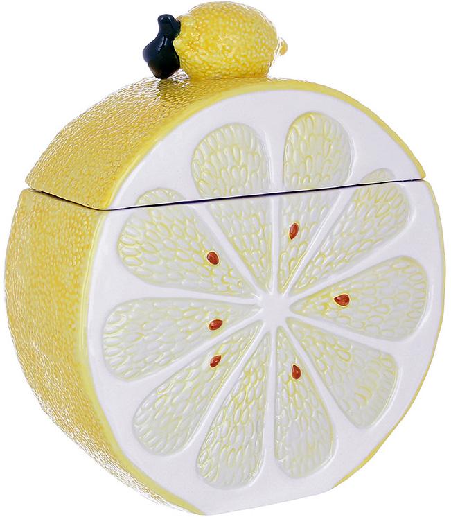 Банка керамическая Lemon для сыпучих продуктов Спелый лимон 1700 мл Банка керамическая Lemon для сыпучих продуктов Спелый лимон 1700 мл