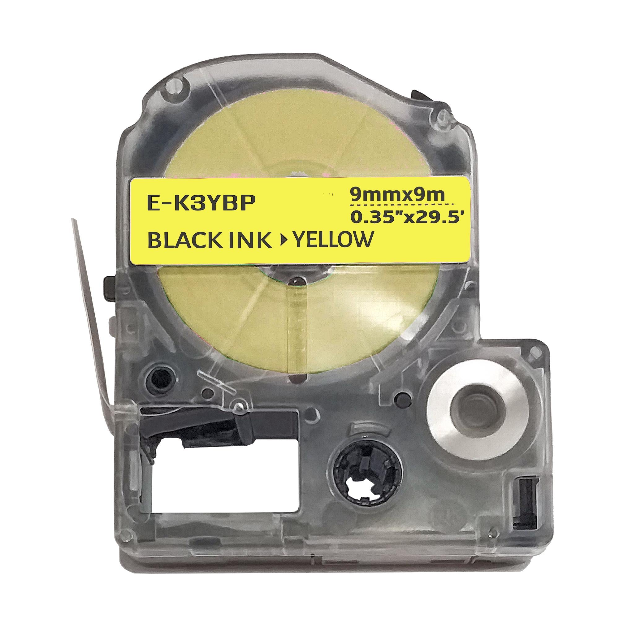 Лента UKRMARK E-K3YBP для принтеров этикеток универсальная совместимая с Epson LK-3YBP 9мм х 9м Черным на желтом