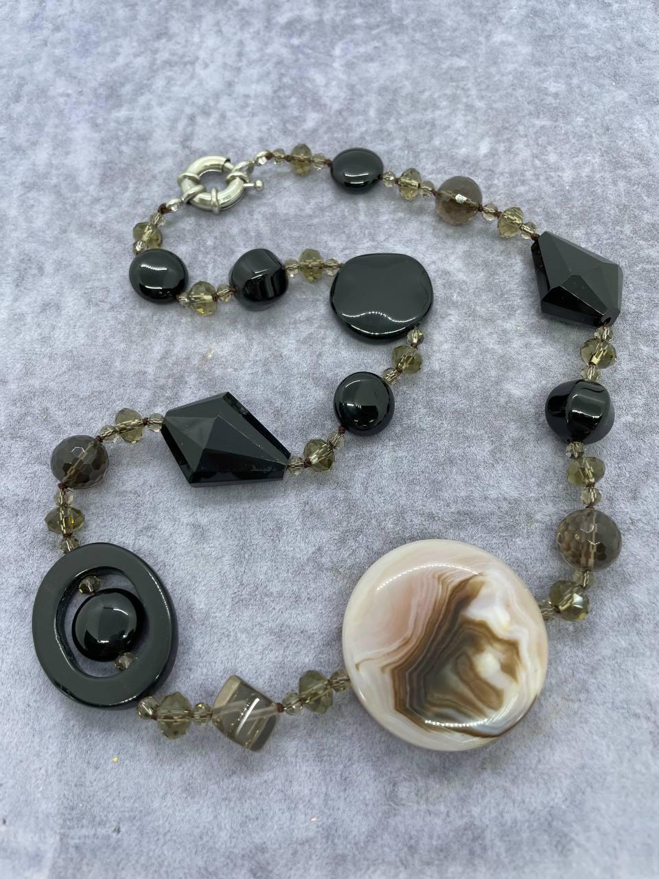 Бусы агат 50 см Черный (9821)