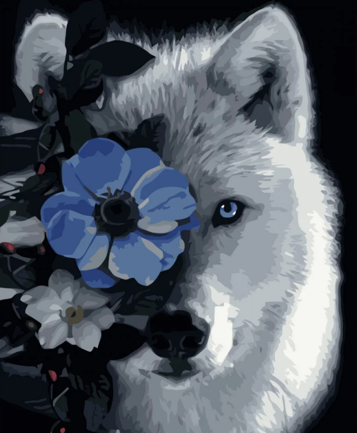 Картина по номерам Strateg Белый волк 40x50 см (VA-3748)