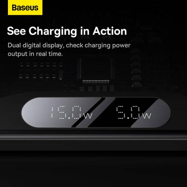 Зарядний пристрій бездротовий BASEUS Digital LED Display Wireless Charger 20W Universal version Black (WXSX010101) - фото 9