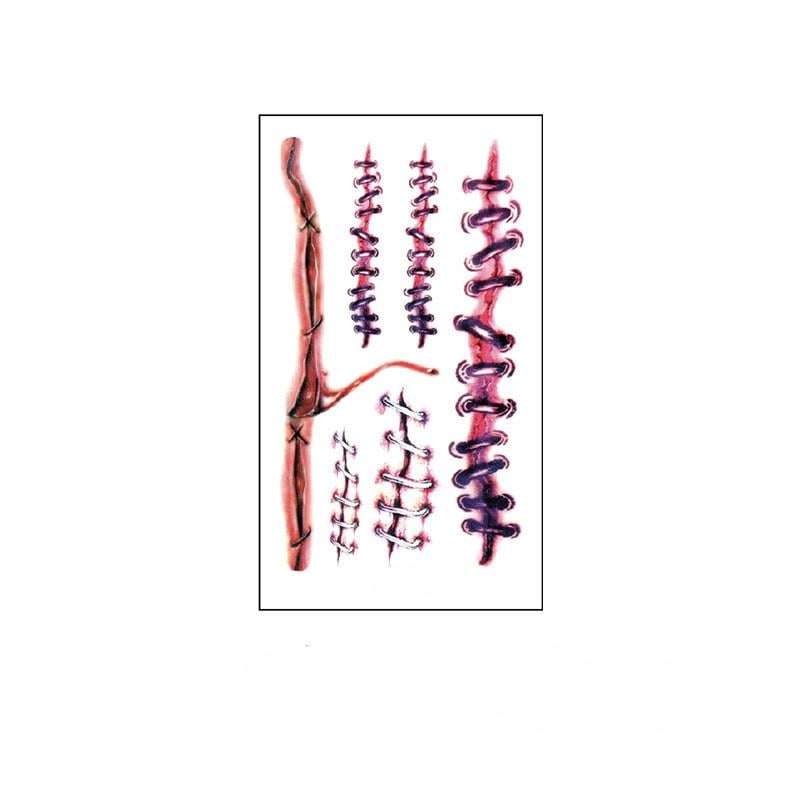 Наклейки тату раны для Хэллоуина 10x6 см Красный (900001)