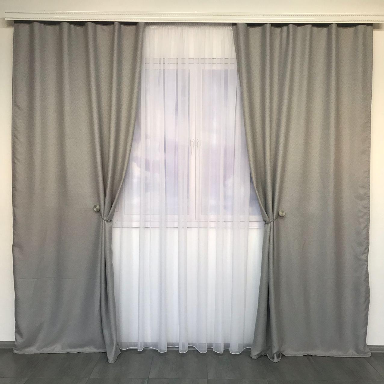 Лляні штори ALBO Блекаут 150x270 см 2 шт Сірий (1127377269)