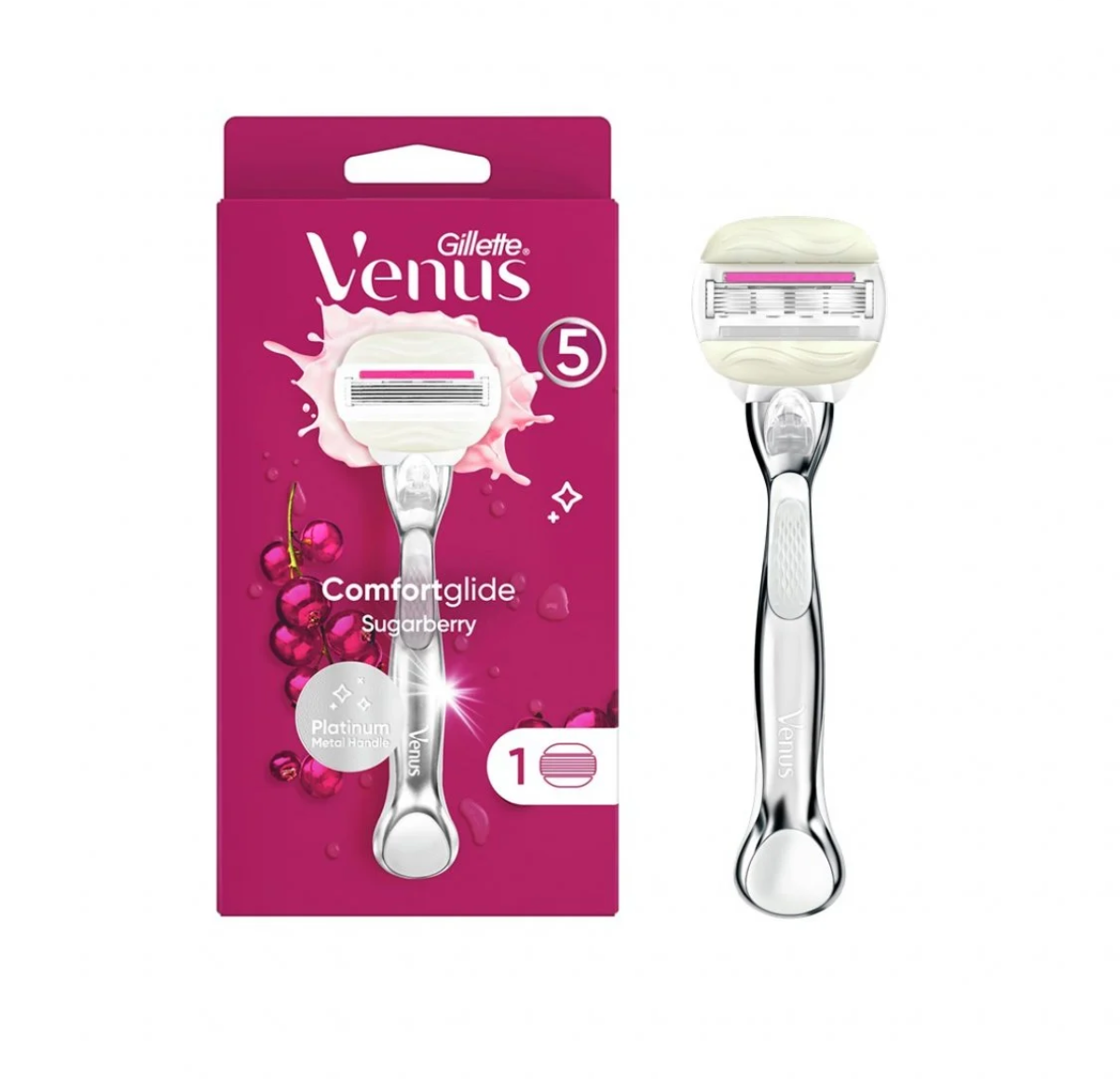 Станок для гоління жіночий Venus Platinum + 1 змінна касета Olay ComfortGlide Shugarberry