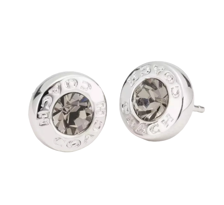 Сережки жіночі Coach Circle Stone Stud Earrings з латуні Сріблястий (2214442382) - фото 1