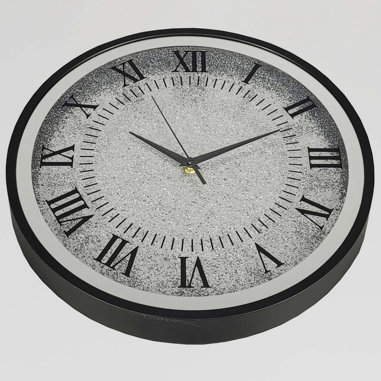 Годинник настінний дзеркальний OV-0110 з блискітками безшумний 35,5 см (2861667005)