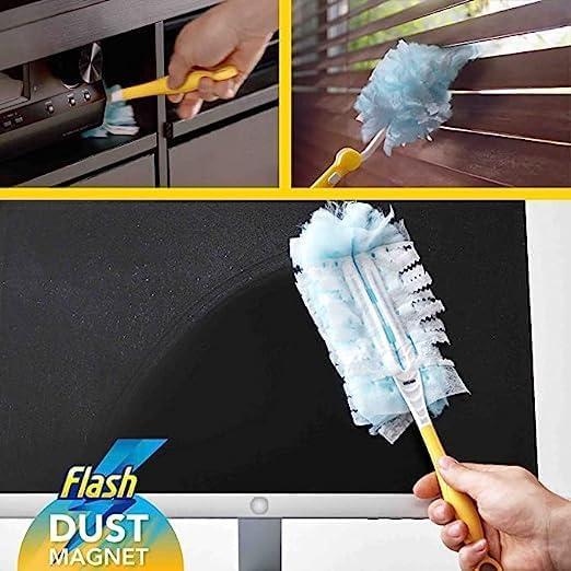 Щетка-магнит для пыли Flash Duster Dust Magnet Trap & Lock Starter Kit Пипидастр 1 магний и 4 запасных ткани (22639256) - фото 3