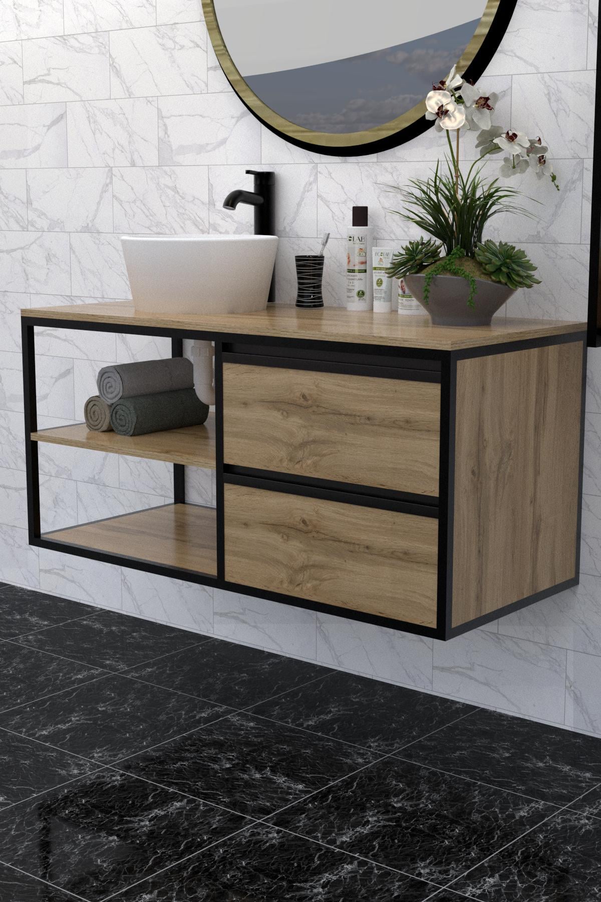 Тумба підвісна під накладний умивальник EcoLoft Аверо DSP-1290-1 в стилі лофт Дуб Аппалачі (30775615)