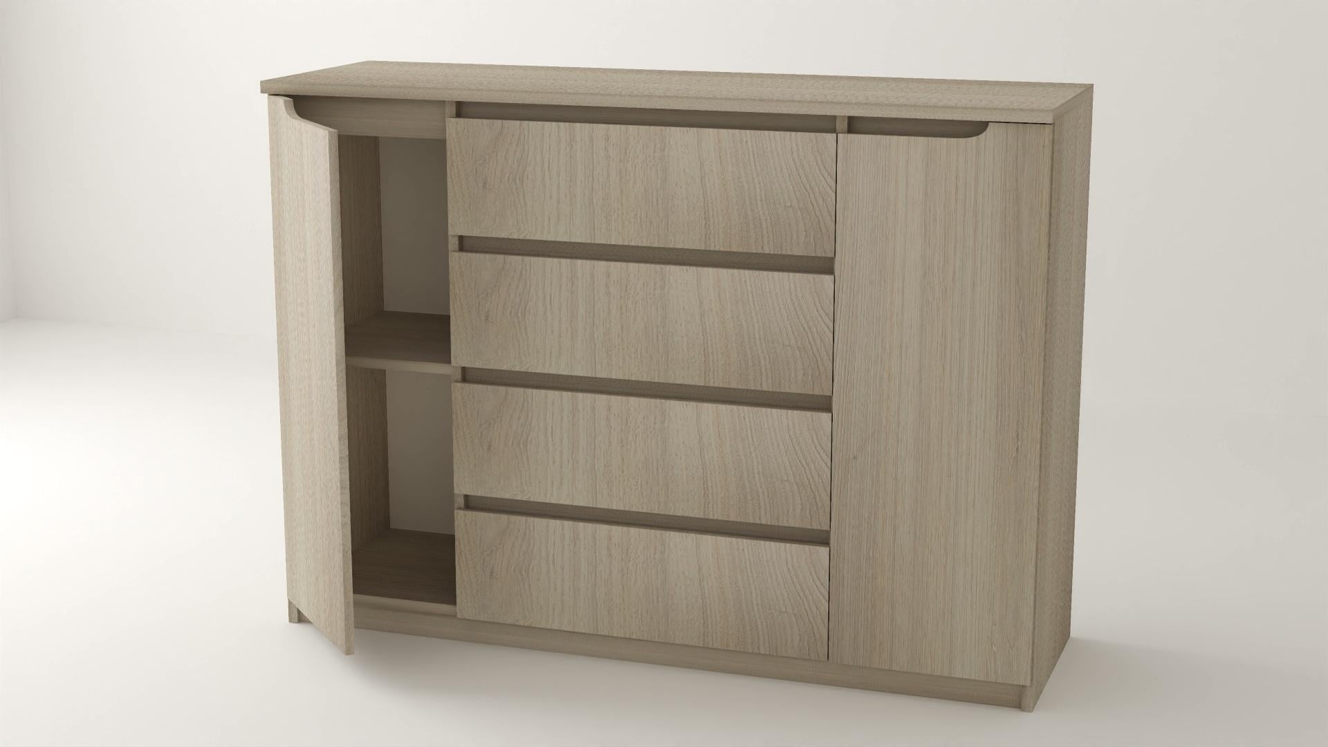 Комод Алекса ВК-52 135х45х98 см Дуб шамони светлый Комод Алекса ВК-52 135х45х98 см Дуб шамони светлый