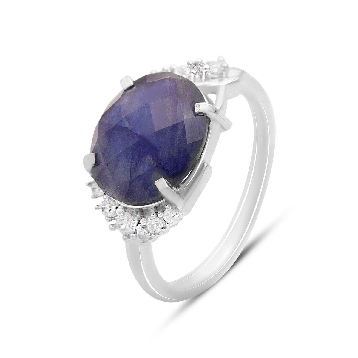 Кольцо серебряное Tiva с натуральным сапфиром 6,387 ct 3,82 г р. 17,5 (2150589)