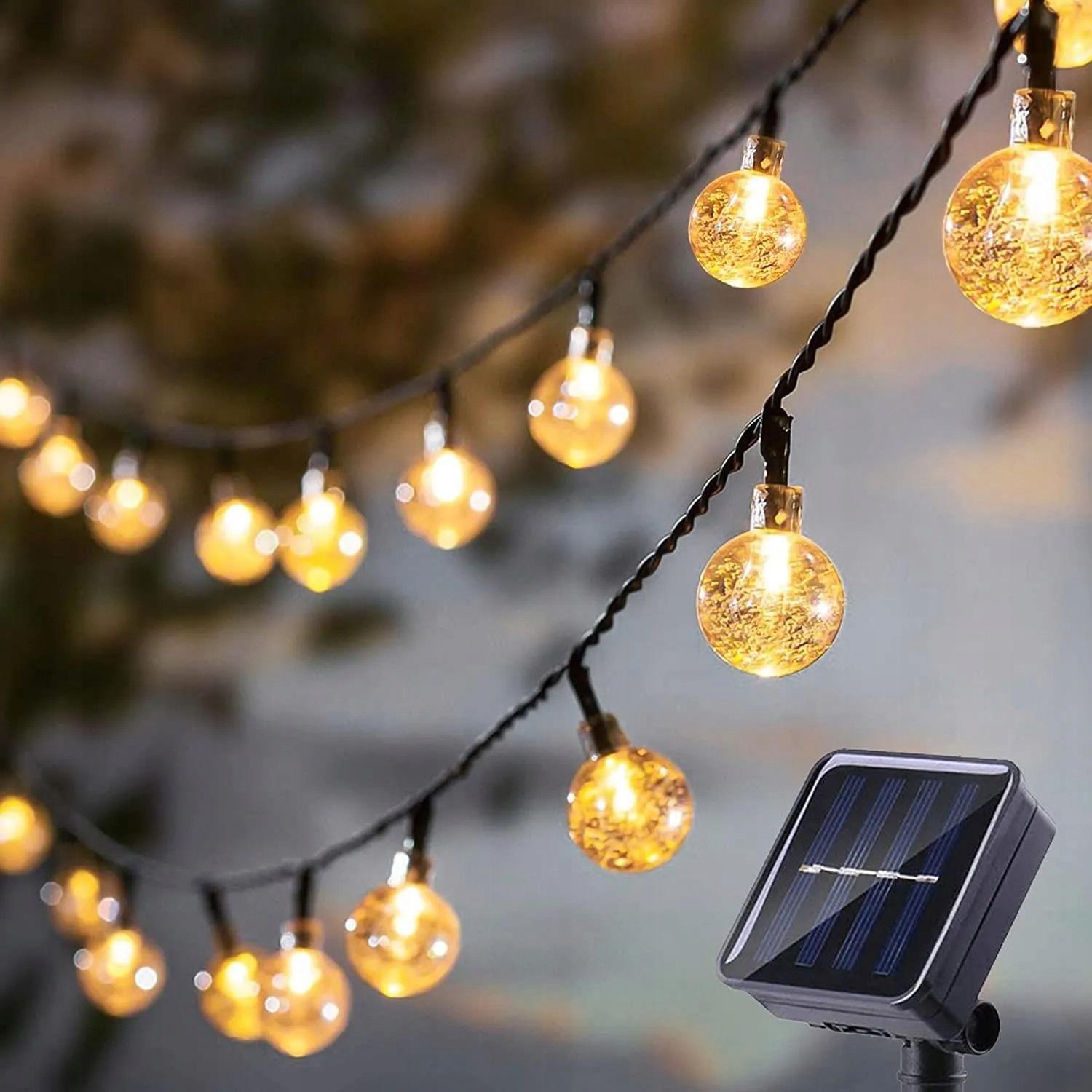 Гирлянда солнечная 30 LED-шариков SuperLED Soli 5,5 м теплый белый свет IP65 датчик сумерек Гирлянда солнечная 30 LED-шариков SuperLED Soli 5,5 м теплый белый свет IP65 датчик сумерек