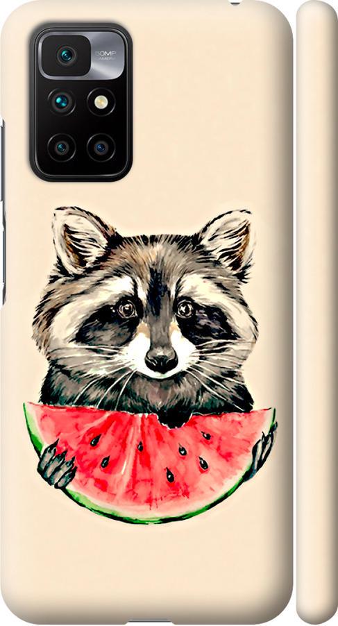 Чехол на Xiaomi Redmi 10 Енотик с арбузом (4605m-2488-42517)