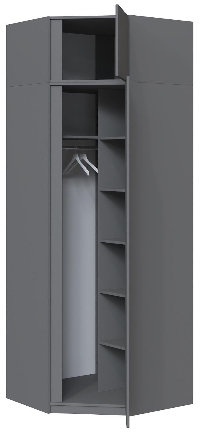 Шкаф угловой с зеркалом Мастер Форм Брайт 850х520х2400 мм Антрацитовый (32270) - фото 2 Шкаф угловой с зеркалом Мастер Форм Брайт 850х520х2400 мм Антрацитовый (32270) - фото 2