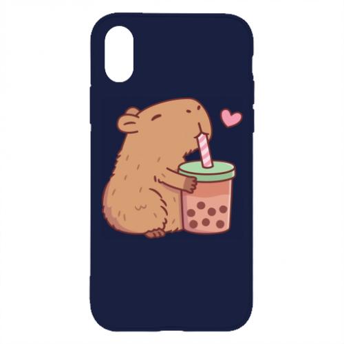 Чехол для iPhone X/Xs Boba tea capybara