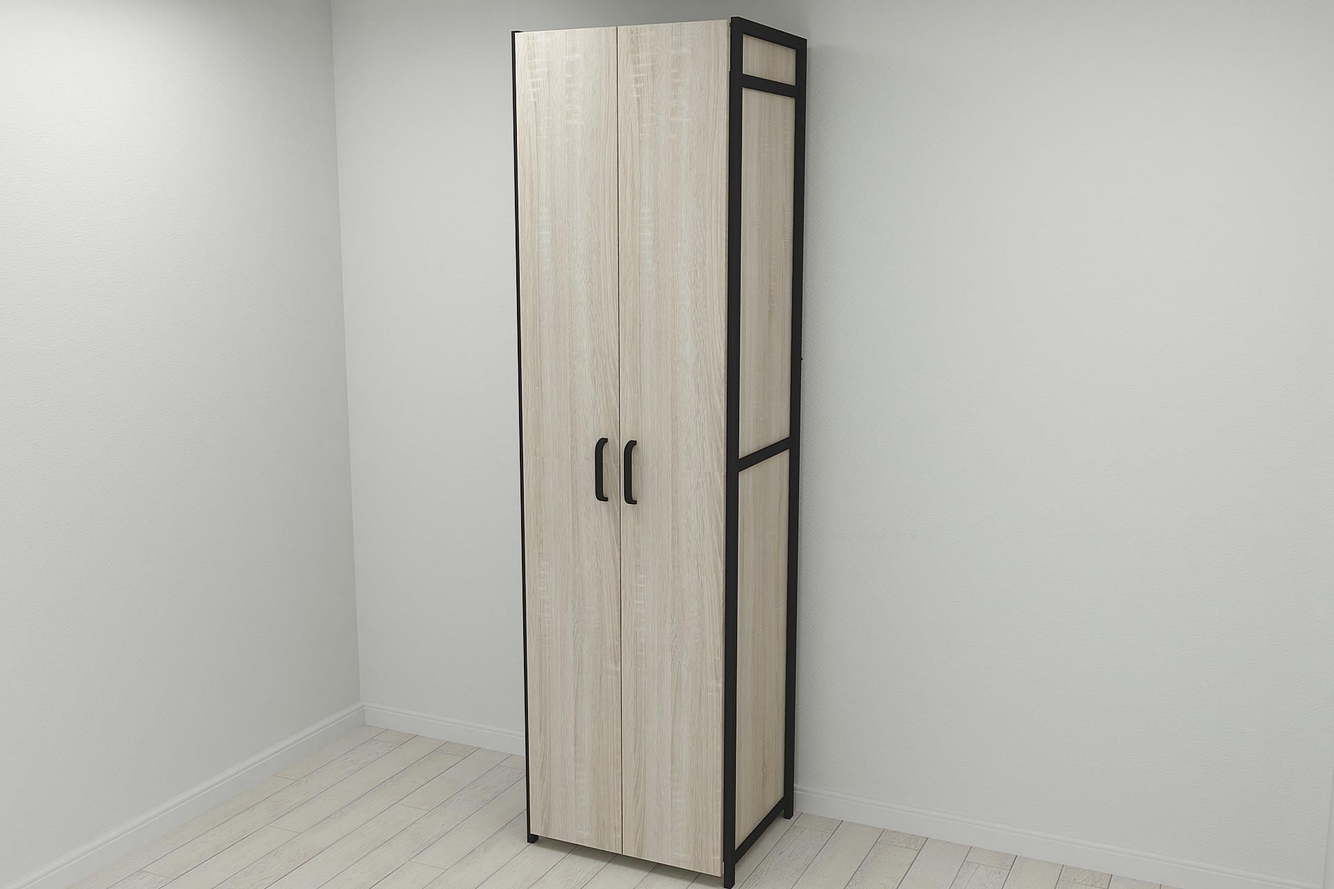 Шкаф гардероб уни секция 6 серии Конект Ferrum-decor 220x60x50 см металл Черный/ДСП Дуб Сонома (SHG130)