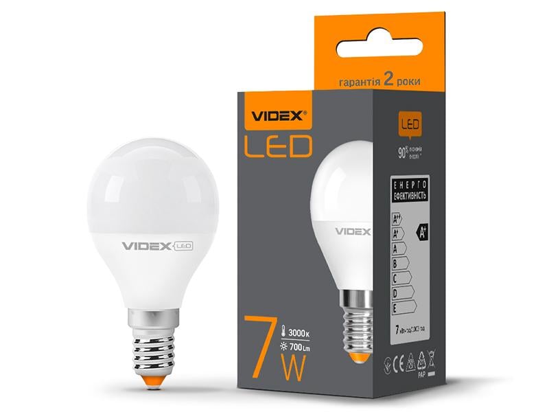 Светодиодная лампа Videx G45e 7W E14 3000K (VL-G45e-07143)
