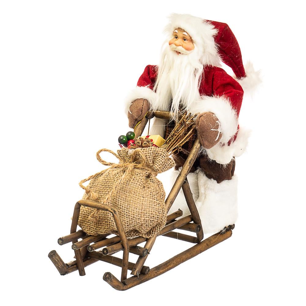 Фигурка декоративная Lefard Санта-Клаус с мешком на санях 34 см (033NC)