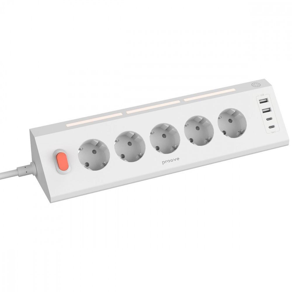 Фильтр сетевой Proove Prism Socket 5xAC/2xType-C/2xUSB 1,6 м White - фото 3