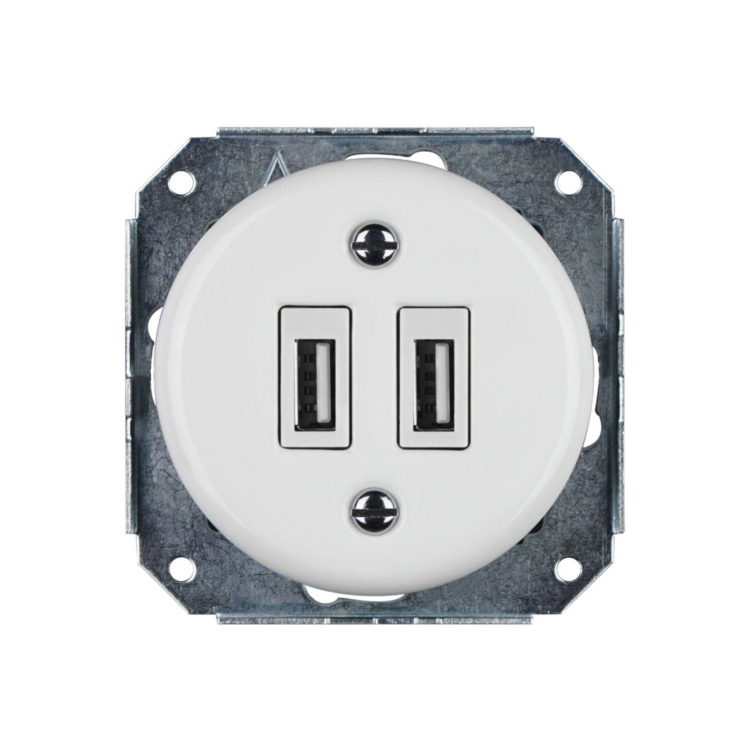 Розетка керамическая скрытого монтажа под USB без рамки Белый Розетка керамическая скрытого монтажа под USB без рамки Белый