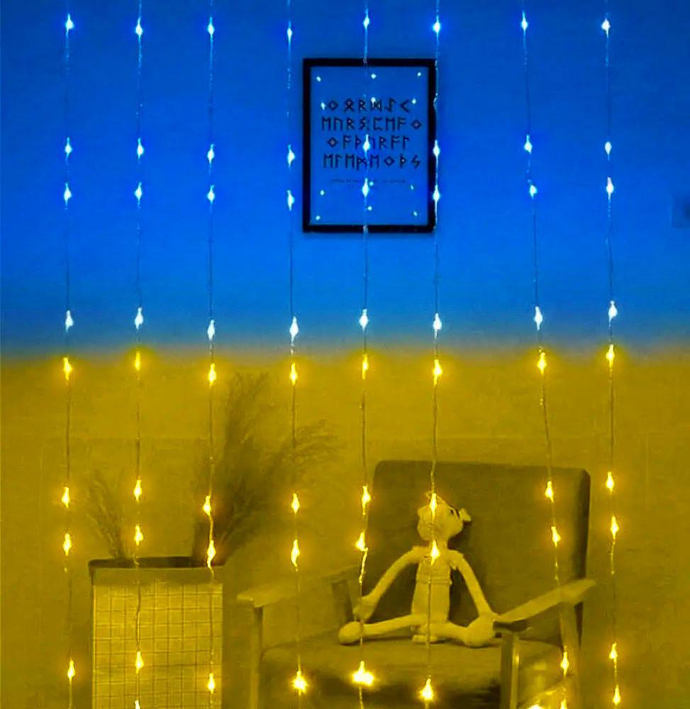 Гирлянда светодиодная водопад 360 LED 8 режимов 220 В IP54 3x2 м Желто-синий