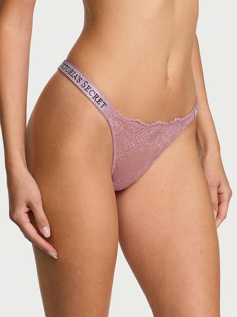 Трусики стринги Victoria's Secret Shine Strap Lace Thong Panty S Розовый (27232890)