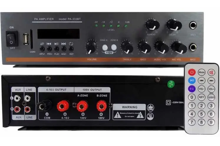 Підсилювач звуку PA-333BT з Bluetooth та функцією караоке (9488) - фото 5 Підсилювач звуку PA-333BT з Bluetooth та функцією караоке (9488) - фото 5