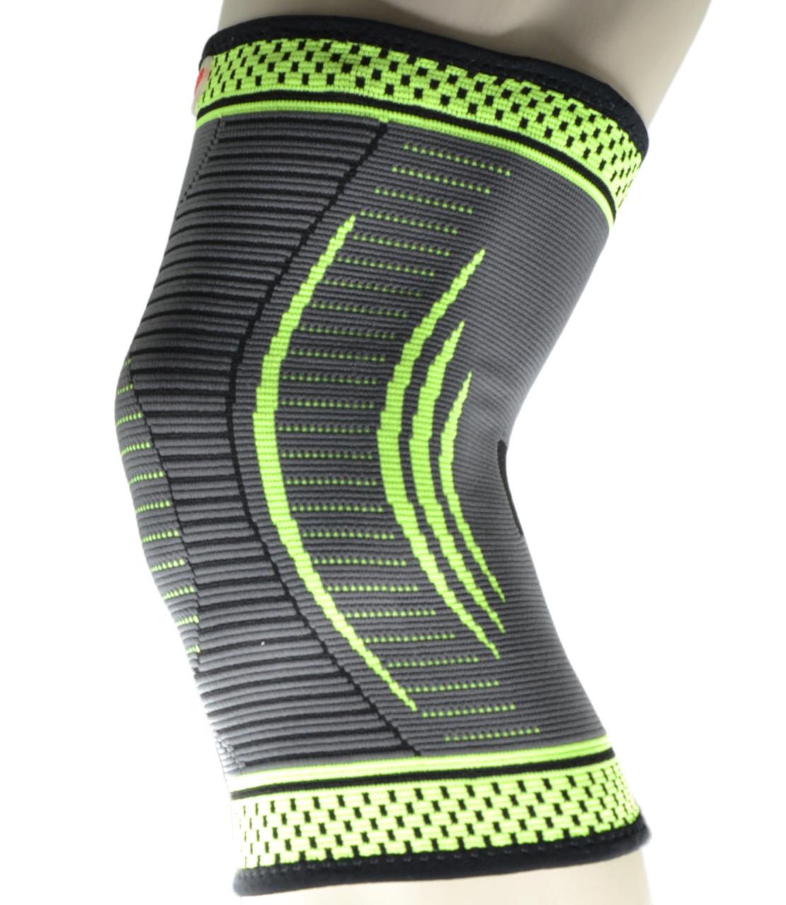 Наколінник компресійний MadMax MFA-284 3D Compressive knee support L Dark grey/Neon green (A-012720) - фото 4