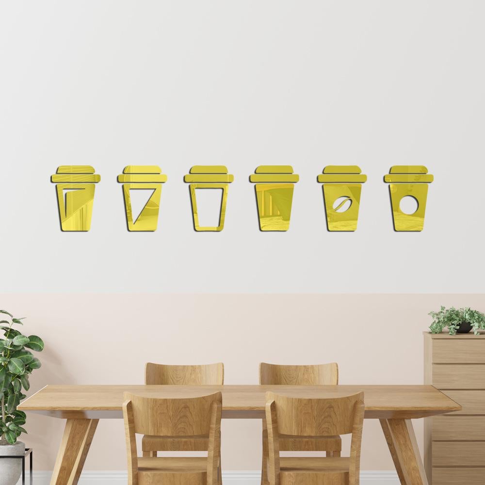 Наклейка зеркальная на стену Cups акриловая для интерьера 6 шт. (010076)
