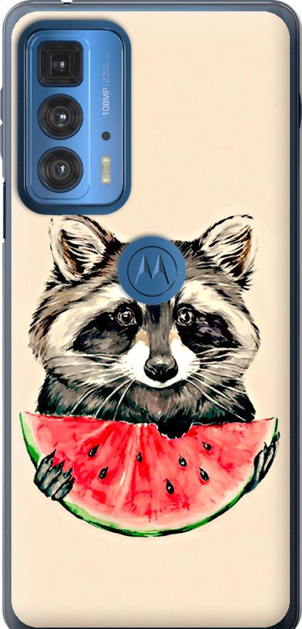 Чехол на Motorola Edge 20 Pro Енотик с арбузом (4605u-2662-42517)