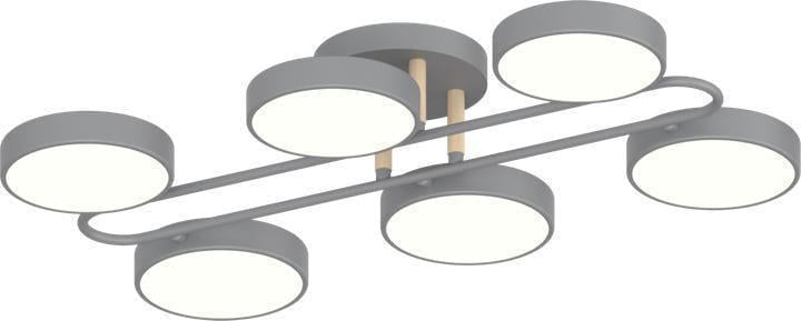 Люстра потолочная светодиодная Valeso XI3322-6 108W с деревянным декором 3000/4200/6000К IP20 Серый (00000139036) Люстра потолочная светодиодная Valeso XI3322-6 108W с деревянным декором 3000/4200/6000К IP20 Серый (00000139036)