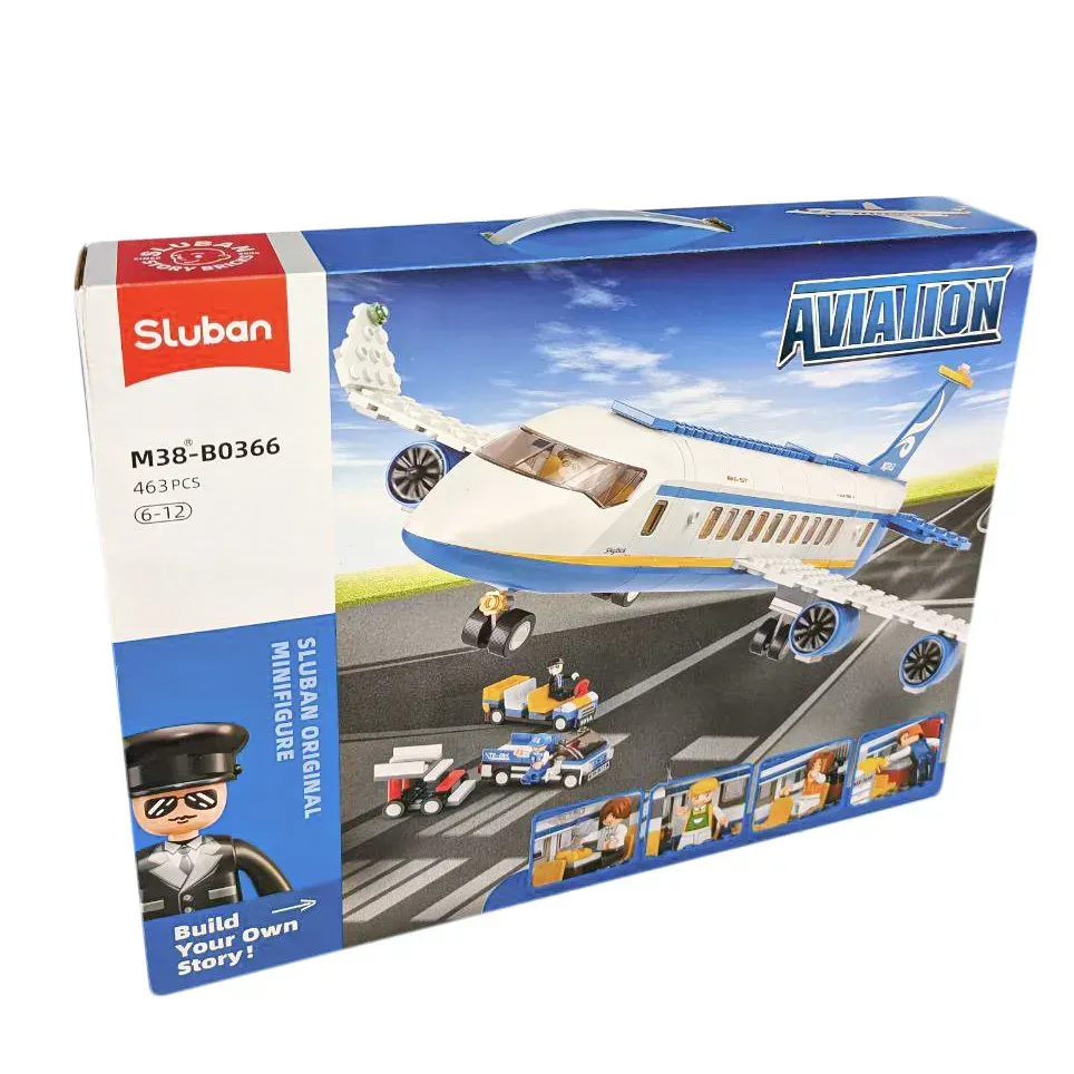 Конструктор Sluban Aviation Самолет из пластика на 463 дет. Голубовато-белый (150-98-M38-B0366)