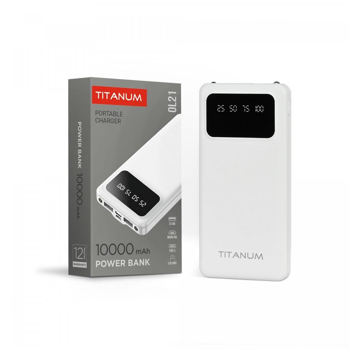 10000mAh Power bank TITANUM TPB-OL21 White (52шт/ящ) 10000mAh Power bank TITANUM TPB-OL21 White (52шт/ящ)