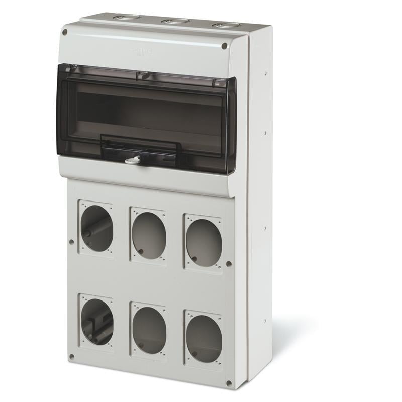 Корпус ДКС Quadro 16 модулей 6 постов основа 70х87 мм IP66 328x550x140 мм Серый (DIS6725616)
