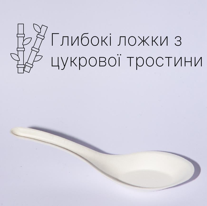 Ложки одноразові глибокі LISKO з цукрової тростини 20 мл 100 шт. (00000000134) - фото 2