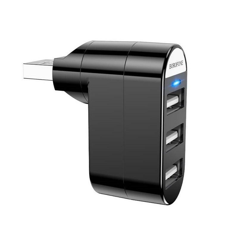 Розгалужувач USB Borofone DH3 3 USB 2,0 Black (018789)
