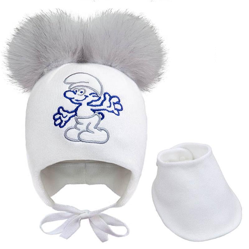 Комплект шапка и манишка Дэвид стар 38 см Белый/черно-синий Комплект шапка и манишка Дэвид стар 38 см Белый/черно-синий