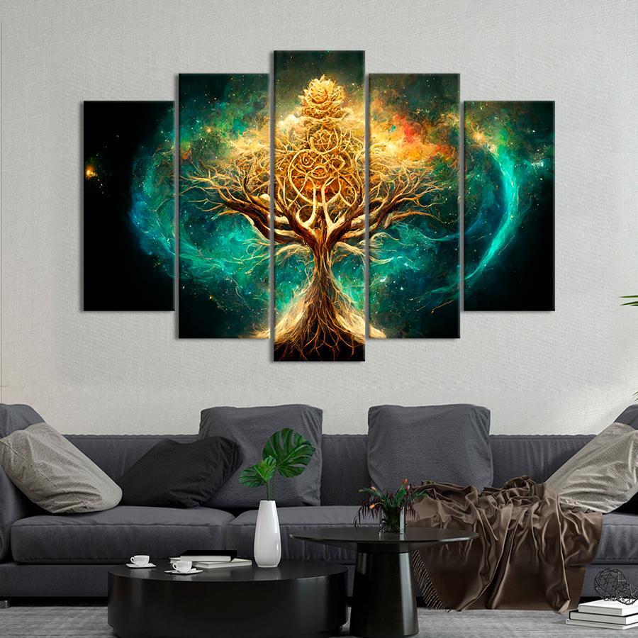 Картина на полотні Дерево на тлі космосу 137x85 см (V488-5_L)