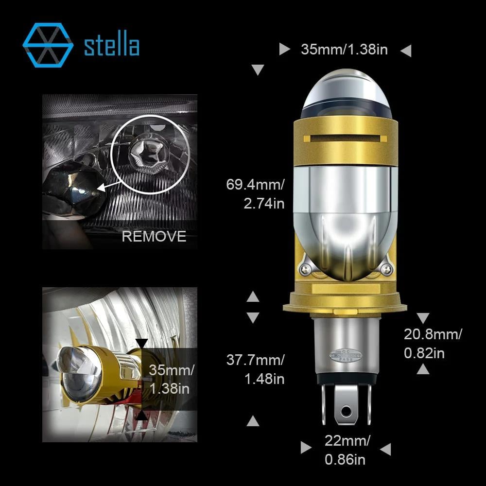 Автомобильные мини-линзы LED H4 Bi-LED 100W 26000Lm 6000K IP68 2 шт. - фото 4