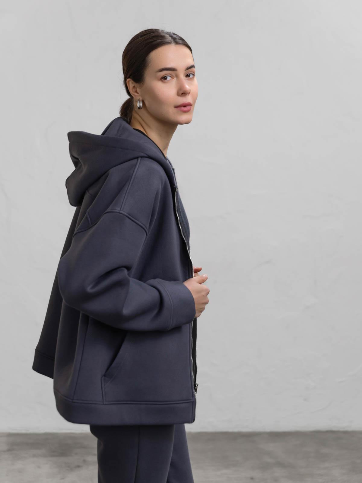 Худі жіноче з начосом на блискавці FROMUS XL/XXL Графітовий (2646-8) - фото 4