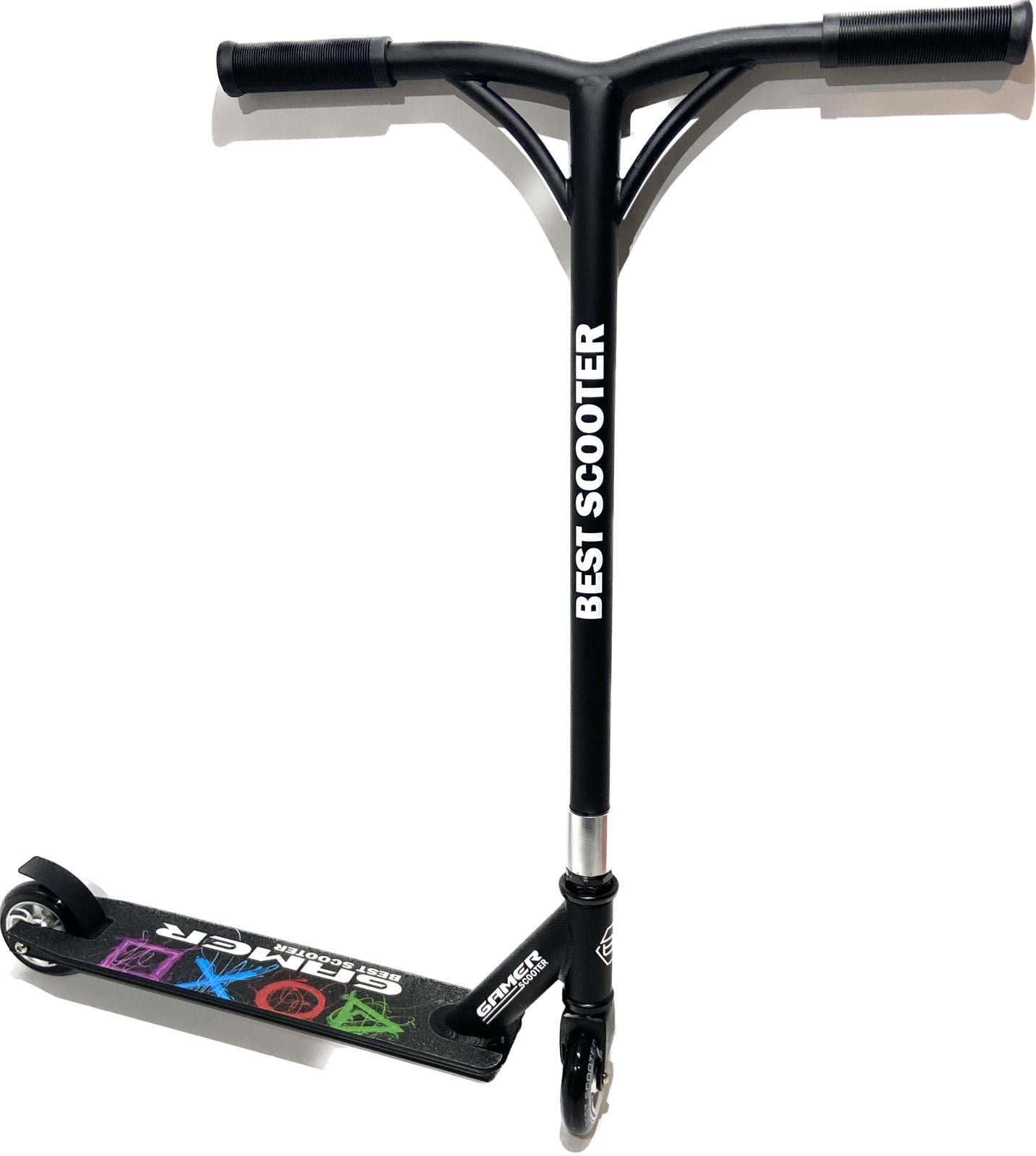 Самокат трюковый Best Scooter PU 10 см Черный/Серый (BS-90277)