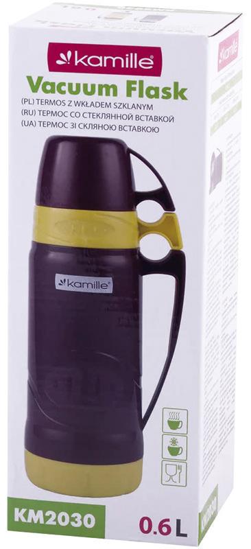 Термос Kamille Glass Violet дзеркальна колба та 2 чашки 600 мл - фото 5 Термос Kamille Glass Violet дзеркальна колба та 2 чашки 600 мл - фото 5