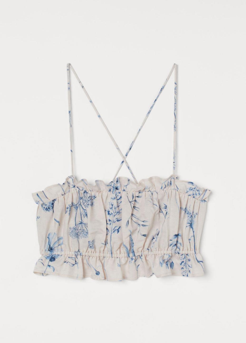 Топ лен бленд S Бежево-голубой (10034813wer)