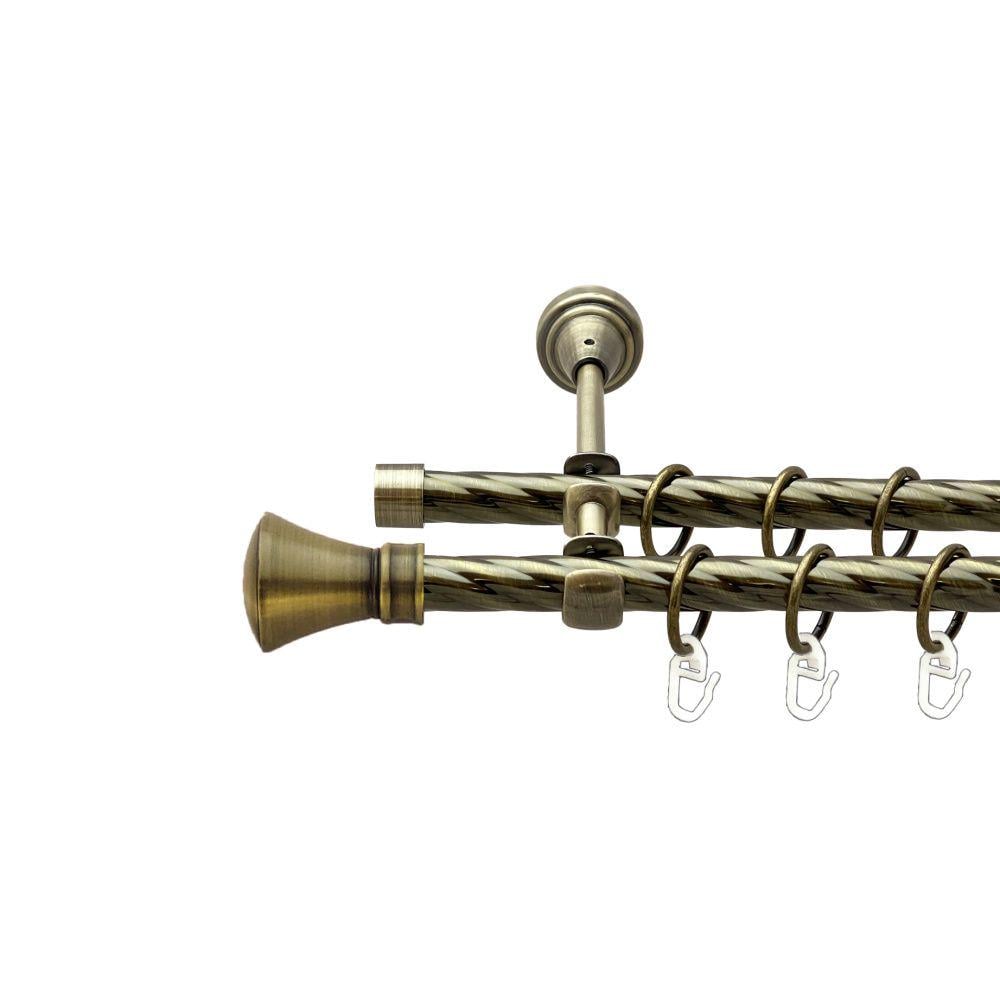 Карниз металевий Orvit Люксор двохрядний 16/16 мм 300 см кручена Антик (14580246)