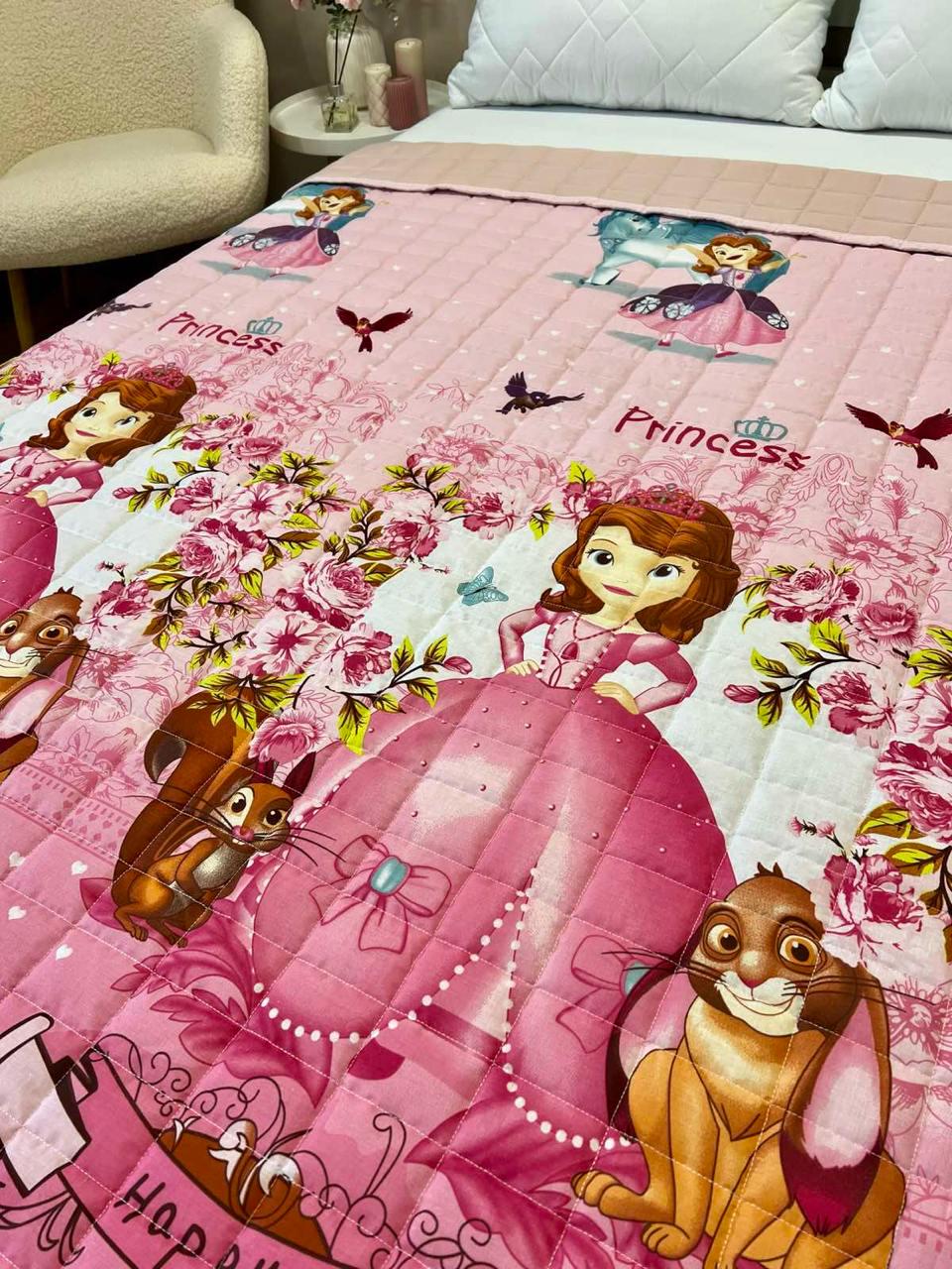 Ковдра дитяча з малюнком принцеса Disney двостороння 150х210 см Рожевий