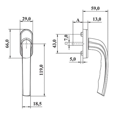 Ручка оконная ASTEX Titan WH 005 Белый (WH005 RAL9016) - фото 2 Ручка оконная ASTEX Titan WH 005 Белый (WH005 RAL9016) - фото 2