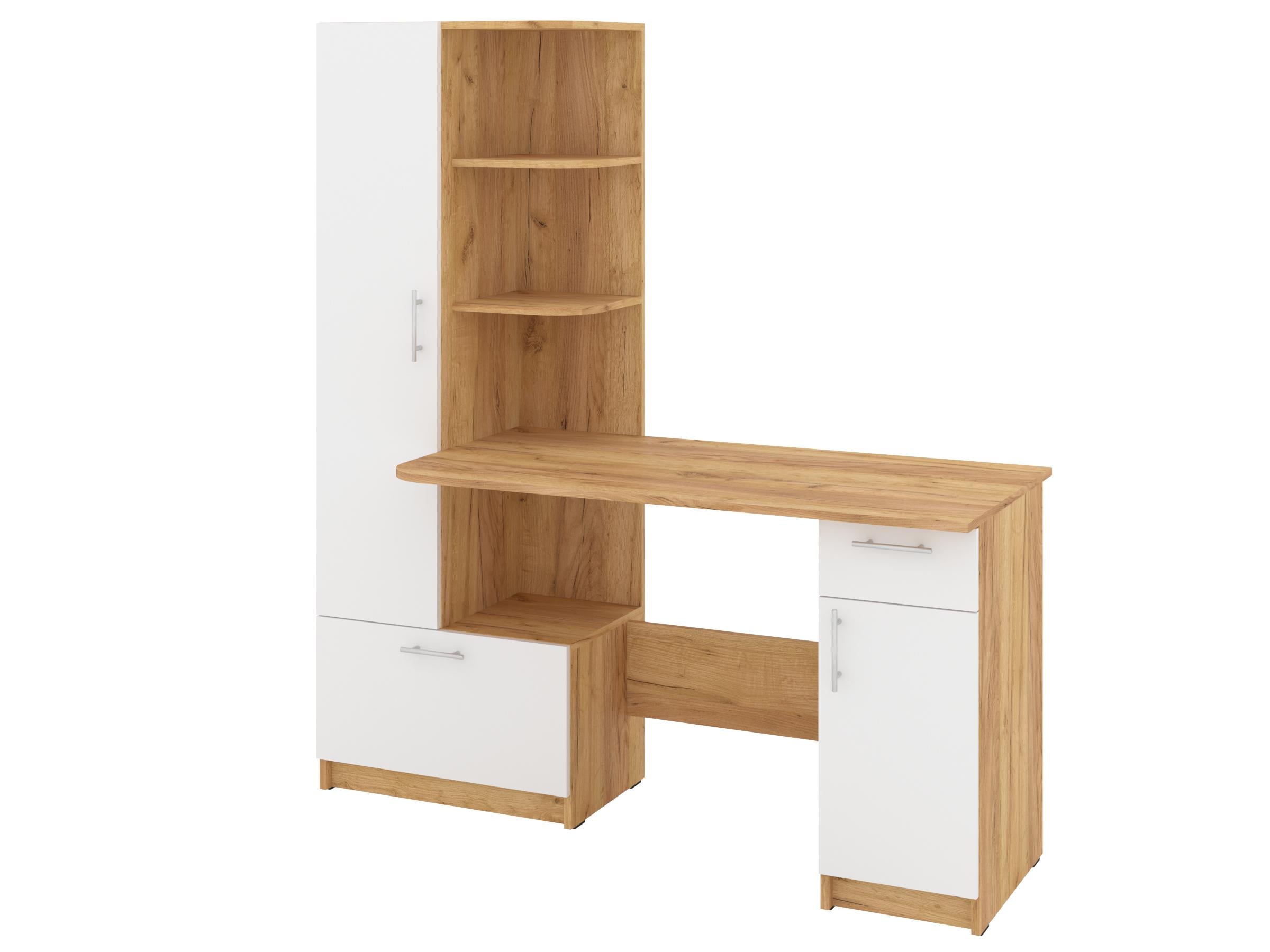 Письменный стол PEHOTIN Шанс-Л 150х60х75/164,5 см Дуб тахо/белый (PN-101686)